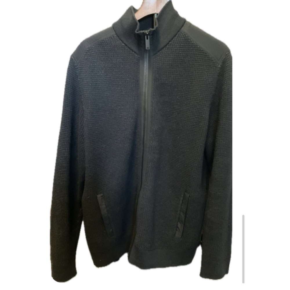Calvin Klein Jeans Black Zip-Up Sweater with Pockets.